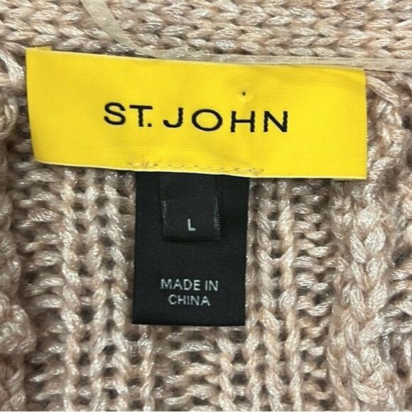 ST John chunky knit v neck 3/4 sleeve cardigan sweater size large - Picture 5 of 6